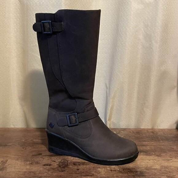 Keen Womens Keen of Scots Boot Sz 6 Brown Nubuck Leather Wedge Heel Fleece Lined - Picture 2 of 8